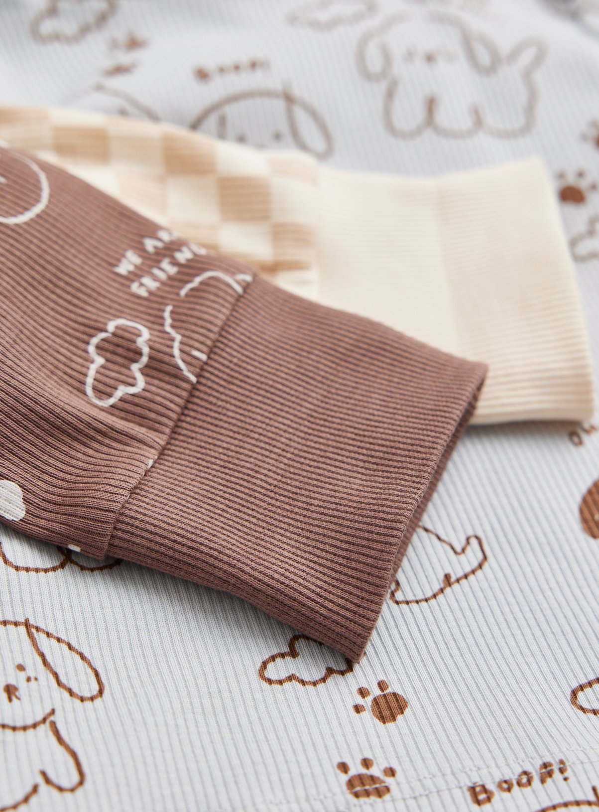 Dog & Checkerboard Print Pyjamas 3 Pack 3-6 months - Image 2 thumbnail